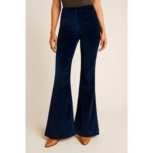 Anthropologie Pilcro Navy Marin Blue Velvet Flare Pants Size 26